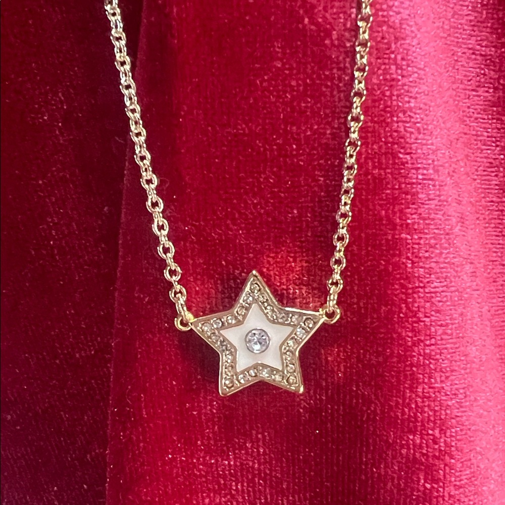 Tory Burch Gold Star Necklace with Crystal Accent